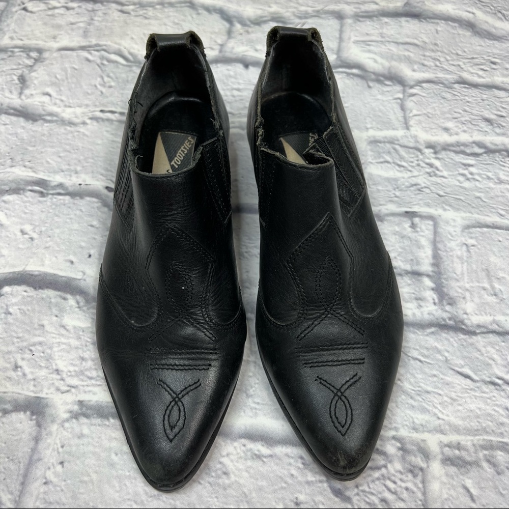MOOTSIE TOOTSIES Butch Black Slip On Pointed Ankle Booties 7 - Picture 9 of 16